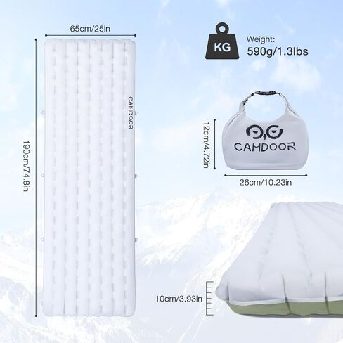 Camping Sleeping Pad, 1.3LB Ultralight Self Inflating Sleeping Pad, Patchworkable Insulated Sleeping Mat with 6.8 R-Value Insulated Camping Mat for Camping, Hiking, Travel, with inflatable bag in Saudi Arabia