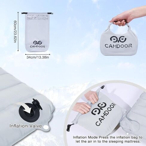 Camping Sleeping Pad, 1.3LB Ultralight Self Inflating Sleeping Pad, Patchworkable Insulated Sleeping Mat with 6.8 R-Value Insulated Camping Mat for Camping, Hiking, Travel, with inflatable bag in Saudi Arabia