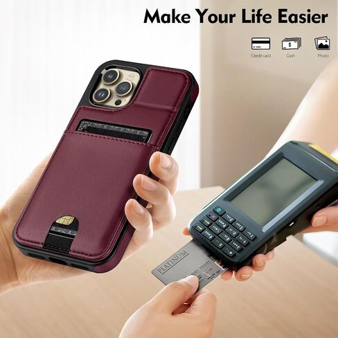 iPhone 12/12 Pro Wallet Case with Card Holder 【Compatible Magsafe】 Women Men PU Leather RFID Blocking Flip Folio Protective Cover Credit Slots with Kickstand Stand for Apple 12,Wine Red in Saudi Arabia