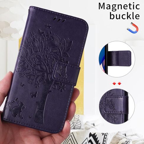 for Galaxy A15 5G Phone Case Wallet,Women Flip Folio Cover with Credit Card Holders Embossed Tree Cat Flower PU Leather Kickstand Wrist Strap Purse Pocket Case for Samsung Galaxy A15 5G Black in Saudi Arabia