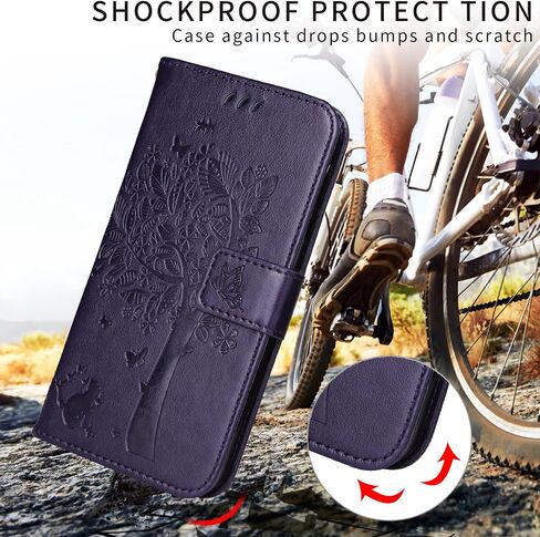 for Galaxy A15 5G Phone Case Wallet,Women Flip Folio Cover with Credit Card Holders Embossed Tree Cat Flower PU Leather Kickstand Wrist Strap Purse Pocket Case for Samsung Galaxy A15 5G Black in Saudi Arabia