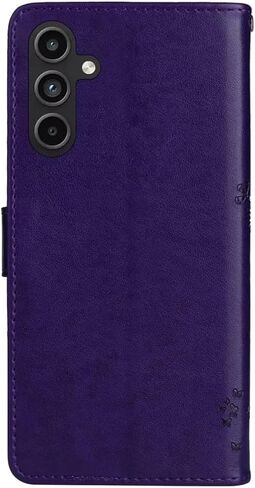for Galaxy A15 5G Phone Case Wallet,Women Flip Folio Cover with Credit Card Holders Embossed Tree Cat Flower PU Leather Kickstand Wrist Strap Purse Pocket Case for Samsung Galaxy A15 5G Black in Saudi Arabia