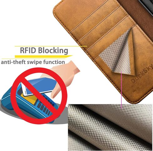 for iPhone 12/12 Pro 6.1" Genuine Leather Wallet case 【RFID Blocking】【4 Credit Card Holder】【Real Leather】 Flip Folio Book Phone case Protective Cover Women Men for Apple 12 case Black in Kuwait