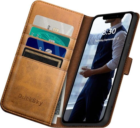 for iPhone 12/12 Pro 6.1" Genuine Leather Wallet case 【RFID Blocking】【4 Credit Card Holder】【Real Leather】 Flip Folio Book Phone case Protective Cover Women Men for Apple 12 case Black in Kuwait