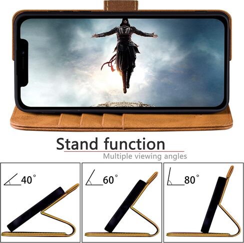 for iPhone 12/12 Pro 6.1" Genuine Leather Wallet case 【RFID Blocking】【4 Credit Card Holder】【Real Leather】 Flip Folio Book Phone case Protective Cover Women Men for Apple 12 case Black in Kuwait