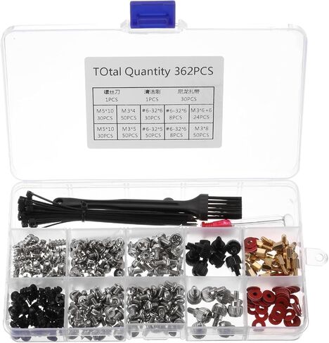 MECCANIXITY 362pcs PC Computer Screws Standoffs Set Kit with Screwdriver, for Computer Case Motherboard Hard Drive Fan Power Graphics in Saudi Arabia