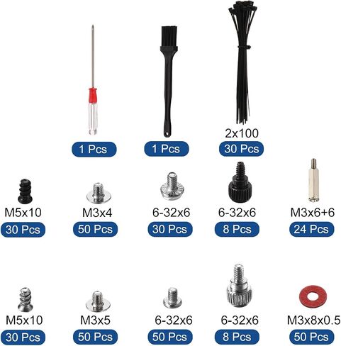 MECCANIXITY 362pcs PC Computer Screws Standoffs Set Kit with Screwdriver, for Computer Case Motherboard Hard Drive Fan Power Graphics in Saudi Arabia