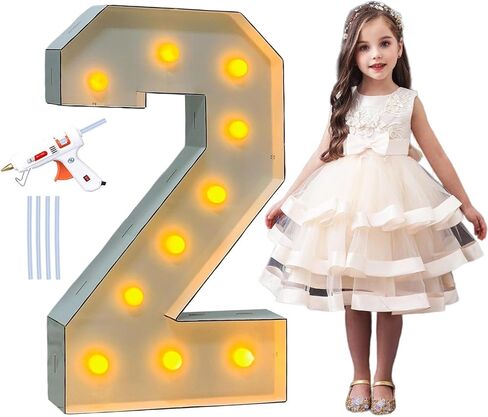 LANGXUN 40 بوصة أبيض كبير أدى تضيء رقم 2 لديكور حفلة عيد الميلاد الحادي والعشرين الثاني، مع مسدس الغراء الساخن، أرقام بالون سرادق 2 لحفل زفاف التخرج استحمام الطفل صورة خلفية الديكور in Kuwait