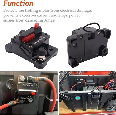 قاطع دائرة مع إعادة تعيين يدوي تيار مستمر 12 فولت - 48 فولت مقاوم للماء لحماية الطاقة اليدوية للسيارة والبحرية ومحركات التصيد والمركبات ATV والمقطورة والمركبات وصوت ستيريو (70 أمبير) in Kuwait