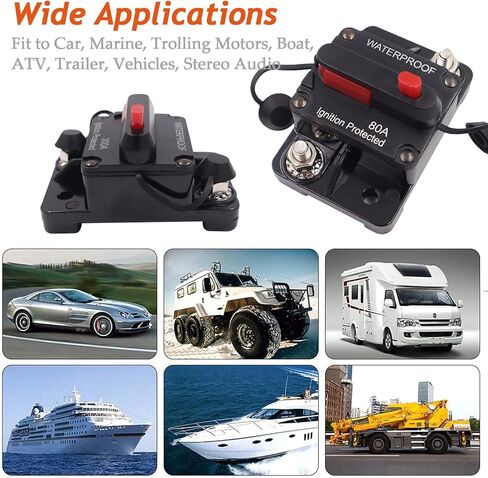قاطع دائرة مع إعادة تعيين يدوي تيار مستمر 12 فولت - 48 فولت مقاوم للماء لحماية الطاقة اليدوية للسيارة والبحرية ومحركات التصيد والمركبات ATV والمقطورة والمركبات وصوت ستيريو (70 أمبير) in Kuwait
