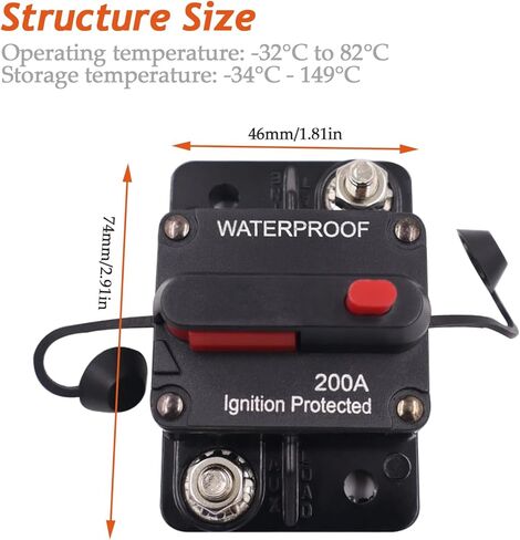 قاطع دائرة مع إعادة تعيين يدوي تيار مستمر 12 فولت - 48 فولت مقاوم للماء لحماية الطاقة اليدوية للسيارة والبحرية ومحركات التصيد والمركبات ATV والمقطورة والمركبات وصوت ستيريو (70 أمبير) in Kuwait