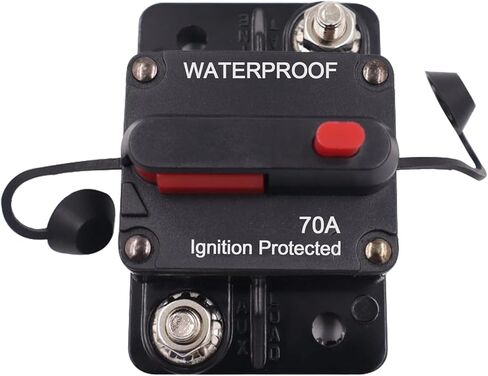 قاطع دائرة مع إعادة تعيين يدوي تيار مستمر 12 فولت - 48 فولت مقاوم للماء لحماية الطاقة اليدوية للسيارة والبحرية ومحركات التصيد والمركبات ATV والمقطورة والمركبات وصوت ستيريو (70 أمبير) in Kuwait