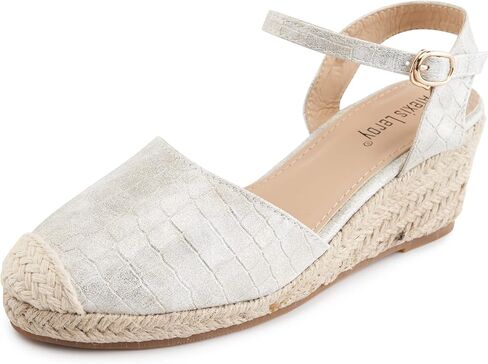 Alexis Leroy Women's Closed Toe Buckle Strap Slingback Espadrilles Wedge Sandals in Kuwait