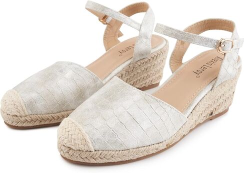 Alexis Leroy Women's Closed Toe Buckle Strap Slingback Espadrilles Wedge Sandals in Kuwait