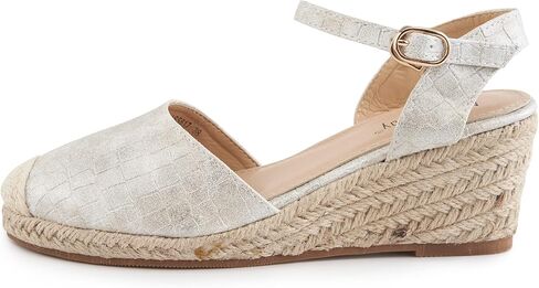 Alexis Leroy Women's Closed Toe Buckle Strap Slingback Espadrilles Wedge Sandals in Kuwait