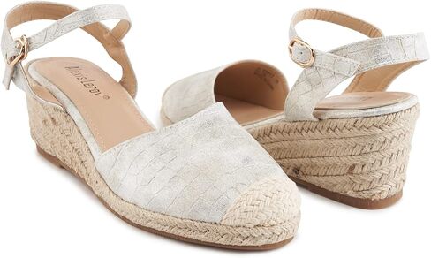 Alexis Leroy Women's Closed Toe Buckle Strap Slingback Espadrilles Wedge Sandals in Kuwait