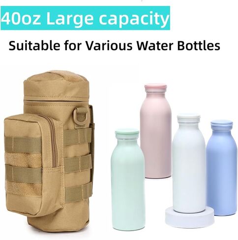 Molle Water Bottle Carrier Bag, Bottle Pouch Holder, Adjustable Shoulder Hand Strap Sling Neoprene Sleeve Sports Water Bottle Accessories for Hiking Travelling Camping in Saudi Arabia