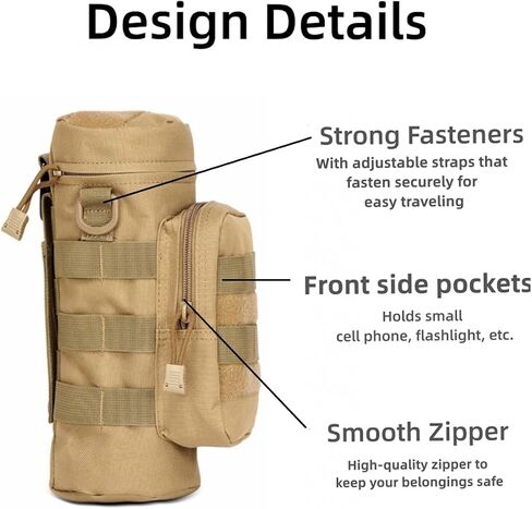 Molle Water Bottle Carrier Bag, Bottle Pouch Holder, Adjustable Shoulder Hand Strap Sling Neoprene Sleeve Sports Water Bottle Accessories for Hiking Travelling Camping in Saudi Arabia