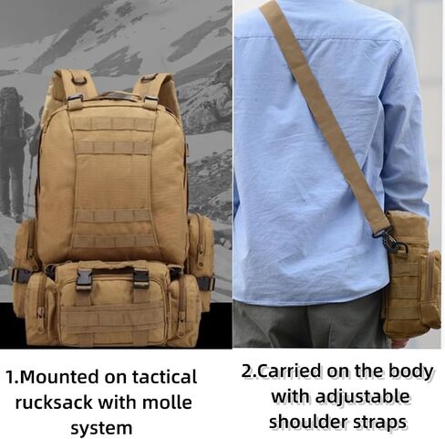 Molle Water Bottle Carrier Bag, Bottle Pouch Holder, Adjustable Shoulder Hand Strap Sling Neoprene Sleeve Sports Water Bottle Accessories for Hiking Travelling Camping in Saudi Arabia