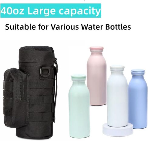 Molle Water Bottle Carrier Bag, Bottle Pouch Holder, Adjustable Shoulder Hand Strap Sling Neoprene Sleeve Sports Water Bottle Accessories for Hiking Travelling Camping in Saudi Arabia