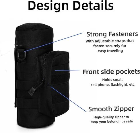 Molle Water Bottle Carrier Bag, Bottle Pouch Holder, Adjustable Shoulder Hand Strap Sling Neoprene Sleeve Sports Water Bottle Accessories for Hiking Travelling Camping in Saudi Arabia