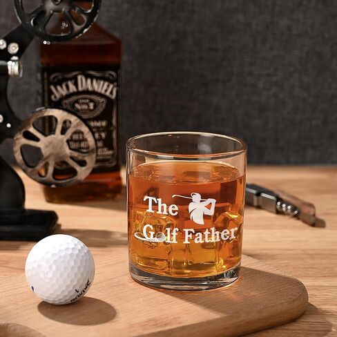 Golf Gifts for Dad, The Golf Father Whiskey Glass for Men, Fathers Day Golf Gifts Birthday Christmas Gifts for Golfer Dad Father Men, Dad Golf Gifts from Daughter Son, 10OZ Old Fashioned Glass in Saudi Arabia