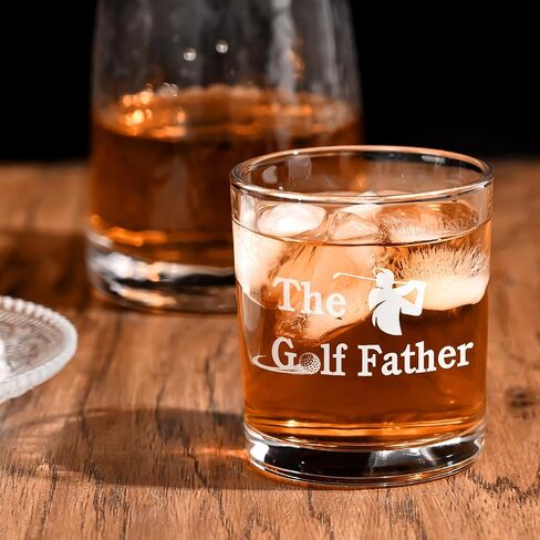 Golf Gifts for Dad, The Golf Father Whiskey Glass for Men, Fathers Day Golf Gifts Birthday Christmas Gifts for Golfer Dad Father Men, Dad Golf Gifts from Daughter Son, 10OZ Old Fashioned Glass in Saudi Arabia