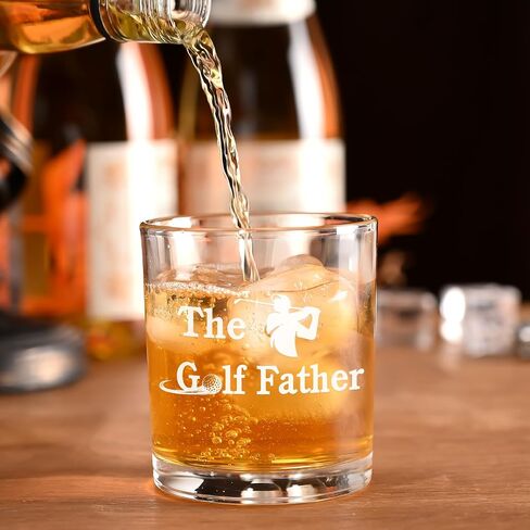 Golf Gifts for Dad, The Golf Father Whiskey Glass for Men, Fathers Day Golf Gifts Birthday Christmas Gifts for Golfer Dad Father Men, Dad Golf Gifts from Daughter Son, 10OZ Old Fashioned Glass in Saudi Arabia