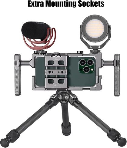 SUNWAYFOTO PCR-01 قفص الهاتف الذكي العالمي مجموعة أدوات تصوير الفيديو مع مقبض، مثبت الهاتف لتسجيل الفيديو وملحقات تصوير الهاتف الخلوي in Saudi Arabia