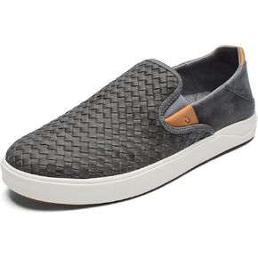 OLUKAI Lae'ahi Lauhala Men's Slip On Sneakers, Drop-in Heel & All-Day Comfort, Breathable Lining, Premium Leather