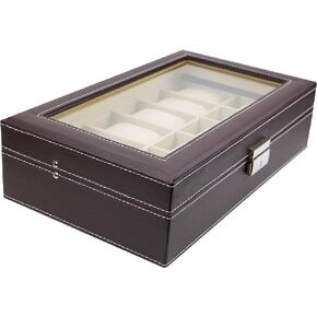 DecoreBay Executive High class 12 Watch Box Cufflink Case & Ring Jewelry Storage Organizer Men's Jewelry Box