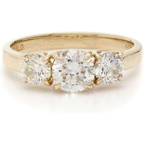 14k Yellow Gold Lab-Grown Diamond 3 Stone Wedding Engagement Ring (1.00 cttw, I-J Color, VS2-SI1 Clarity)