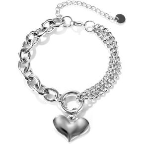 Fashion Jewelry Heart Multi Layer Link Chain Bracelet