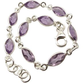 Sterling Silver Facetted Amethyst February Birthstone Bracelet 7.9" in Saudi Arabia