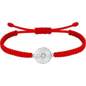 J.Endéar سوار زهرة ماندالا 925 الفضة الاسترليني للنساء الفتيات، اليدوية مضفر حبل تخريمية سلسلة مجوهرات قابلة للتعديل، اليوغا التأمل البوذية الروحية تميمة محظوظ هدية in Kuwait