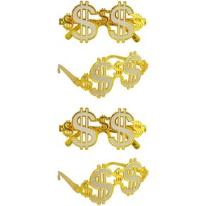 BESTOYARD Gold Dollar 4 Pairs Dollar Eyeglasses Silly Glasses Dollar Sign Glasses Funny Dollar Glasses Sign Sunglasses Photo Props Cool Glasses for Halloween Party Supplies Decoration