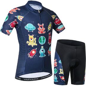 Cycling Jersey Shorts Set padded Suit Kid's Bicycle Tops Shirt Mountain Bike Riding