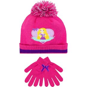 Disney Kids Winter Hat and Gloves Set Rapunzel Pink One Size