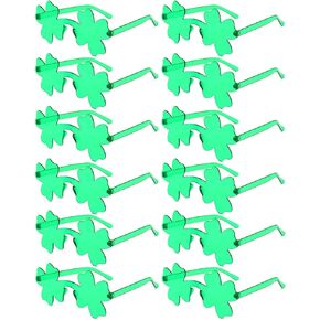 PARSUP 12 Pairs St. Patricks Day Glasses, Irish Green Four Leaf Shamrock Glasses Eyeglasses for Saint Patricks Day Party Props Favors, Saint Paddy Day Accessories
