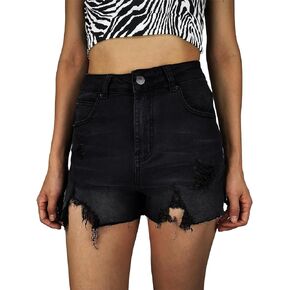 Womens High Waisted Stretchy Ripped Jean Shorts Summer Frayed Raw Hem Denim Shorts Cut Off
