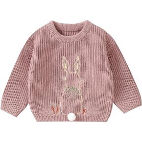 Toddler Girls Sweater Long Sleeve Pull On Bunny Top Spring Fall Winter Clothes Easter Sweater