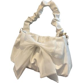 QWINEE Bow Shaped Square Bag Ruched Purse Handbags Ladies Shoulder Underarm Totes Bag Evening Bag Clutch