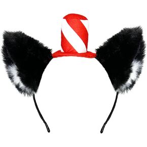 Luvfamday Cat Ears Headband with Red Stovepipe Hat Cute Headwear Cosplay Costume Accessories Funny Party Favors Women Men in Kuwait