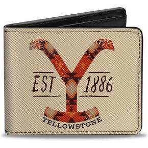 Buckle-Down Yellowstone Show Wallet, Bifold, Yellowstone Dutton Ranch Est 1886 and Native American Pattern, Vegan Leather