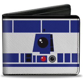 Buckle-Down Star Wars Wallet, Bifold, R2D2 Character Close Up White Gray Blue, Vegan Leather