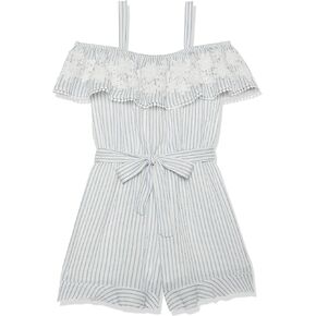 Speechless Girls' Short Sleeve Shirred Eyelet Top