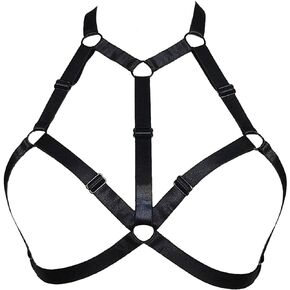 Sexy Women Body Harness Bra: Punk Women Harness Caged Bras Hollow Out Open Cup Bra Gothic Style Strappy Bralette