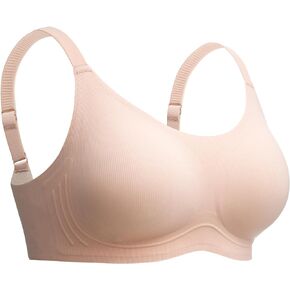 COMFELIE Seamless Wireless Bra for Women, Comfort Everyday Bra Wire Free, Spaghetti Bra with Vertical Stripes