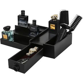 Cologne Organizer for Men 3 Tier Cologne Stand Cologne Holder with 2 Hidden Compartment, Wooden Perfume Organizer Cologne Display Shelf, Perfume Holder, Dresser Organizer in Kuwait