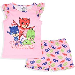 PJ Masks Toddler Girls' Gekko Catboy Owlette Team Awesome Sleep Pajama Sleep Set Shorts